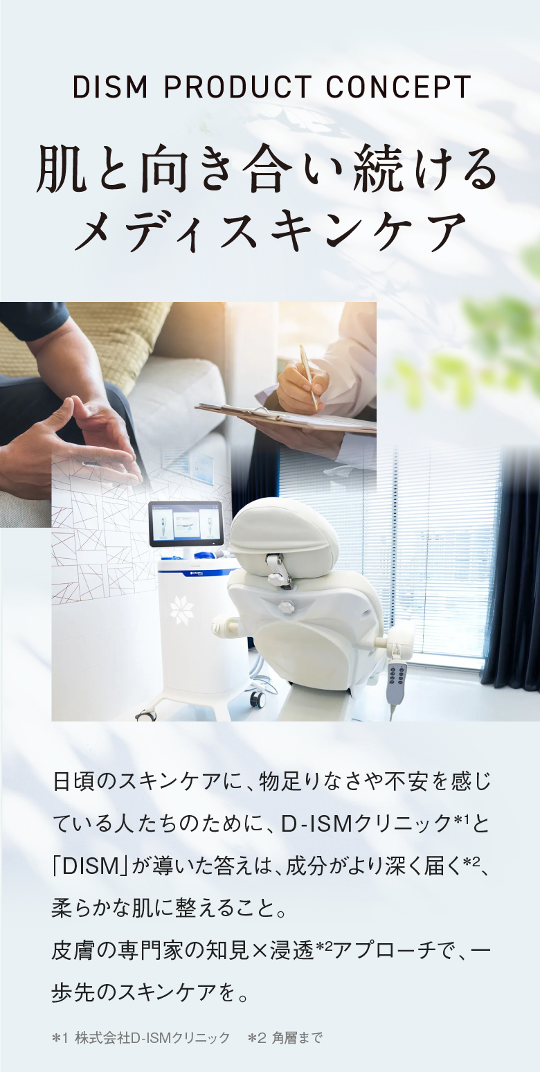 dism product CONCEPT 肌と向き合い続けるメディスキンケア