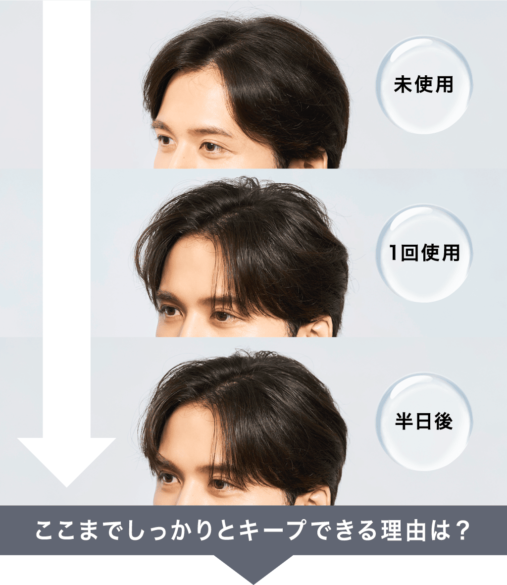 未使用 1回使用 半日後 ここまでしっかりとキープできる理由は？