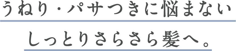 うねり・パサつきに悩まないしっとりさらさら髪へ。