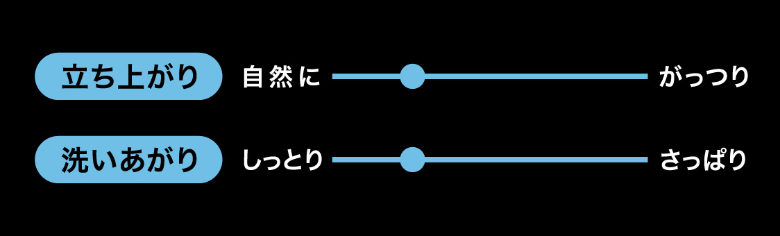 立ち上がり 自然に　洗いあがり しっとり