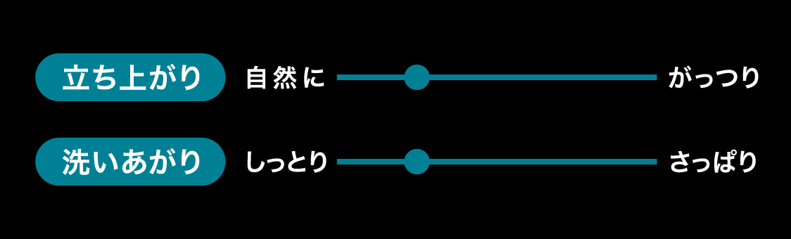 立ち上がり 自然に　洗いあがり しっとり